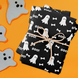 Boos and Bones Hond Halloween Inpakpapier Vel