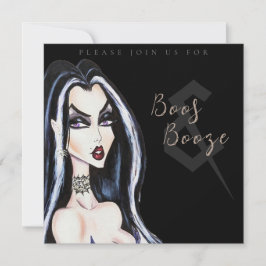Boos and Booze Adult Halloween Party Invitation Kaart