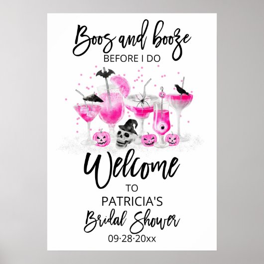 Boos And Booze Bruiloft Feest Welkom Bord Poster (Voorkant)