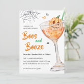Boos and Booze Cocktail Halloween Feest Kaart (Staand voorkant)