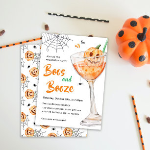 Boos and Booze Cocktail Halloween Feest Kaart