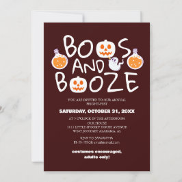 Boos and Booze Griezelig Halloween Kostuumfeest  Kaart