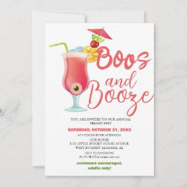 Boos and Booze Griezelig Halloween Verkleedfeest Kaart