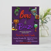 Boos and Booze - Halloween Cocktail Feest Kaart (Staand voorkant)