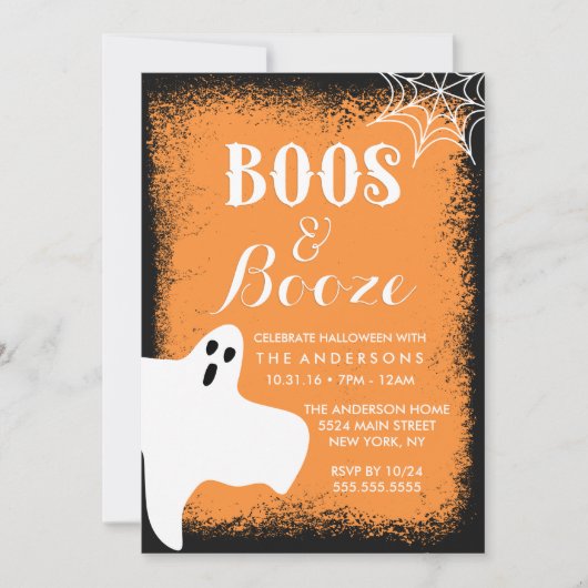 Boos and Booze Halloween Feest Kaart (Voorkant)