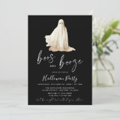 Boos and Booze Halloween-feest uitnodiging Geest (Staand voorkant)
