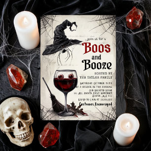 Boos and Booze Halloween-feest uitnodiging Heks