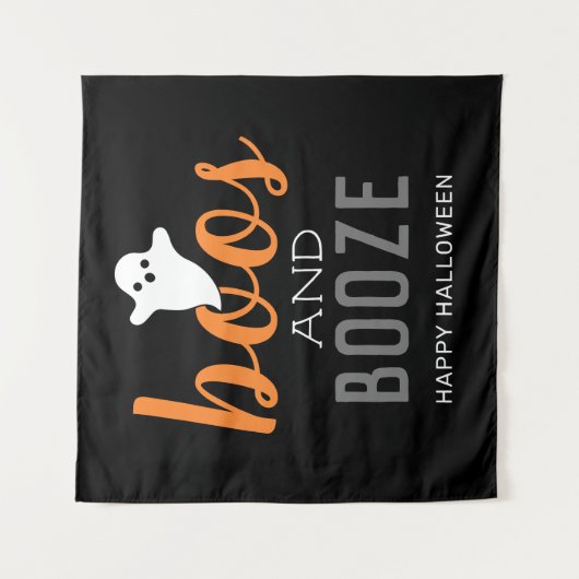 Boos and Booze Halloween-feestbord Tapijt Wandkleed (Voorkant)