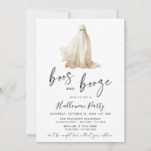 Boos and Booze Halloween Party Invitation Ghost Kaart (Voorkant)