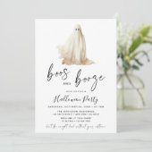 Boos and Booze Halloween Party Invitation Ghost Kaart (Staand voorkant)