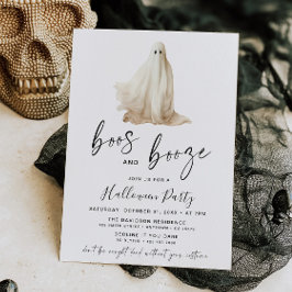 Boos and Booze Halloween Party Invitation Ghost Kaart