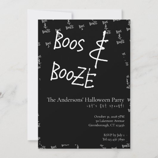 Boos and Booze Halloween Party Kaart (Voorkant)