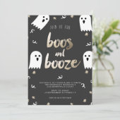 BOOS AND BOOZE HALLOWEEN PARTY uitnodiging (Staand voorkant)