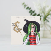 Boos and Booze Halloween Witch Party Invitation Kaart (Staand voorkant)