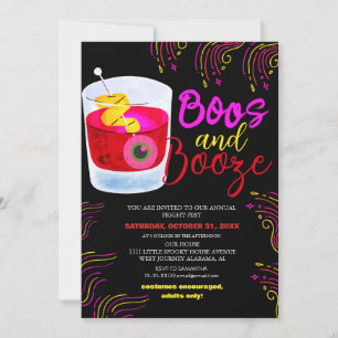 Boos and Booze Vintage Halloween Verkleedfeest Kaart