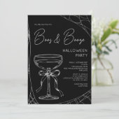 Boos and Booze Zwarte Script Volwassenen Halloween Kaart (Staand voorkant)