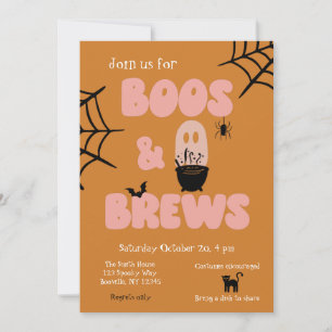 Boos and Brews Cute Oranje Halloween Kaart