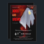 Boos and Brews Ghost Halloween 40th Birthday Party Kaart<br><div class="desc">Een 'Boos and Brews'-geest die een biermerk bezit van een 40e Birthday Party. Composietontwerp per feestdag — Design.</div>