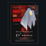 Boos and Brews Ghost Halloween 50th Birthday Party Kaart<br><div class="desc">"Boos and Brews" geest die een biermerk bezit van een 50e Birthday Party. Composietontwerp per feestdag — Design.</div>