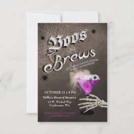 Boos and Brews Halloween Cocktail Party Invitation Kaart