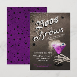 Boos and Brews Halloween Cocktail Party Invitation Kaart