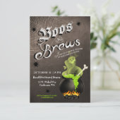 Boos and Brews Halloween Cocktail Party Invitation Kaart (Staand voorkant)