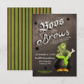 Boos and Brews Halloween Cocktail Party Invitation Kaart (Voorkant / Achterkant)