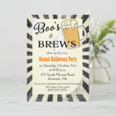 Boos and Brews Halloween-feest Uitnodiging (Staand voorkant)