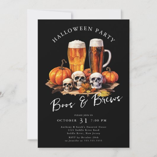 Boos and Brews Halloween Party Kaart (Voorkant)