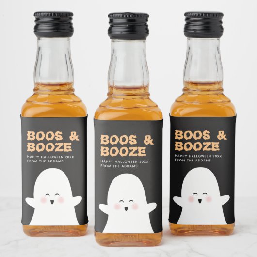 Boos & Booed Halloween Cute Ghost Mini Alcohol Likeurfles Etiket (Flessen)