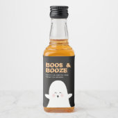 Boos & Booed Halloween Cute Ghost Mini Alcohol Likeurfles Etiket (Voorkant)