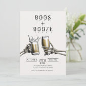 Boos + Booze Adult Halloween Invitation Kaart (Staand voorkant)