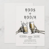 Boos + Booze Adult Halloween Invitation Kaart (Voorkant / Achterkant)