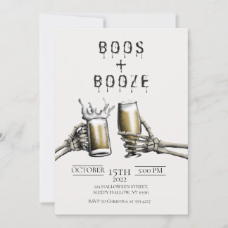 Boos + Booze Adult Halloween Invitation Kaart