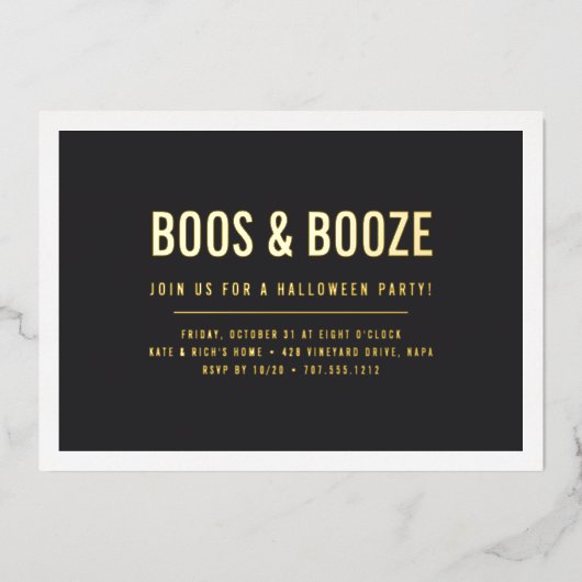 Boos & Booze Adult Halloween Party Folie Uitnodiging (Voorkant)