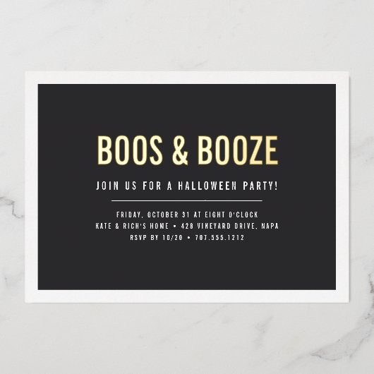 Boos & Booze Adult Halloween Party Folie Uitnodiging (Voorkant)