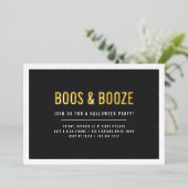 Boos & Booze Adult Halloween Party Folie Uitnodiging (Staand Voorkant)