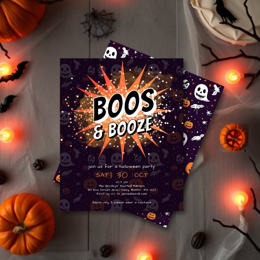 Boos & Booze Adult Halloween Uitnodiging