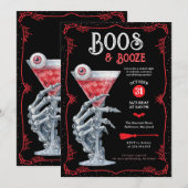 Boos & Booze Adult Spooky Halloween Party Kaart (Voorkant / Achterkant)