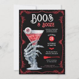 Boos & Booze Adult Spooky Halloween Party Kaart