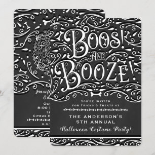 Boos & Booze  Chalk Elegant Halloween Party Kaart