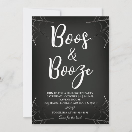 Boos & Booze Chalkboard Halloween uitnodiging (Voorkant)