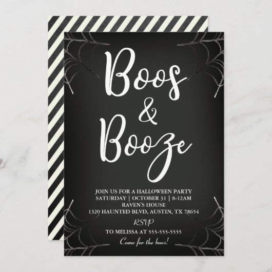 Boos & Booze Chalkboard Halloween uitnodiging (Voorkant / Achterkant)