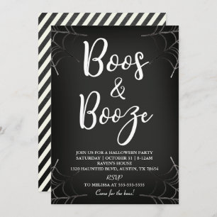 Boos & Booze Chalkboard Halloween uitnodiging