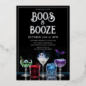 Boos & Booze Fancy Cocktail Aangepaste Folie Uitno Uitnodiging (Voorkant)