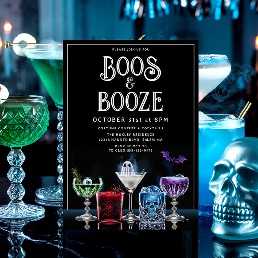 Boos & Booze Fancy Cocktail Aangepaste Folie Uitno Uitnodiging