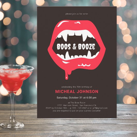 Boos & Booze Fun Halloween 70ste verjaardagsfeestj Kaart