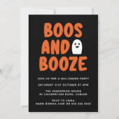Boos & Booze Funny Cute Ghost Halloween Party  Kaart (Voorkant)