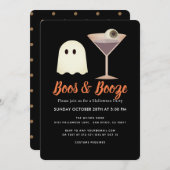 Boos & Booze Ghost Cocktail Halloween Uitnodiging (Voorkant / Achterkant)