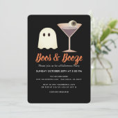 Boos & Booze Ghost Cocktail Halloween Uitnodiging (Staand voorkant)